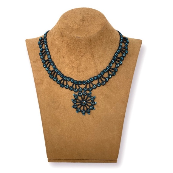 Hand Crafted Jewelry - Handcrafted Needlework Glass Beaded Elegant Statement/Collar Necklace